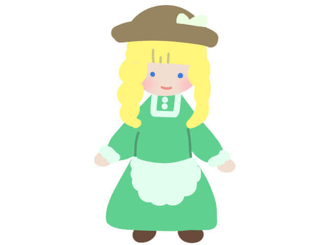 緑の服の西洋人形